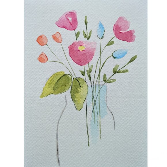 Original Painting Floral Watercolor Painting Wall Decor Art - Picture 1 of 2